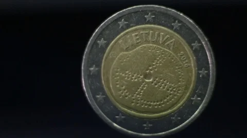 Lithuania 2 Euros 2016 Baltic Culture Coin. Amber Disc Decorated With 스톡 동영상 116124899