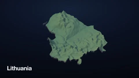 Lithuania 3D elevation relief map Stock-Footage 340608715