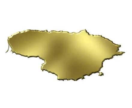 Lithuania 3d golden map Stock Illustration