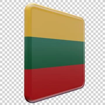 Lithuania 3d illustration flag on pole. Wood flagpole Illustrazione stock