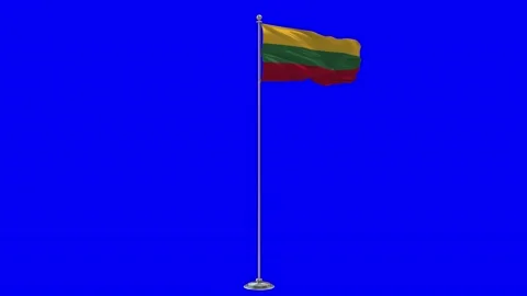 Lithuania 3D Illustration Of The Waving flag On a Pole With Chroma key Video stock 160862806