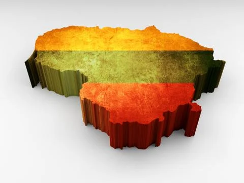 Lithuania 3d map textured with a Lithuanian flag Stock Illustration