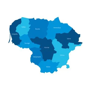 Lithuania - administrative map of counties Stock Illustration