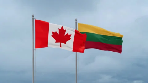 Lithuania and Canada flag Stock Footage 252024331