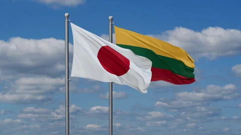 Lithuania and Japan two flags Stock Footage 279324951