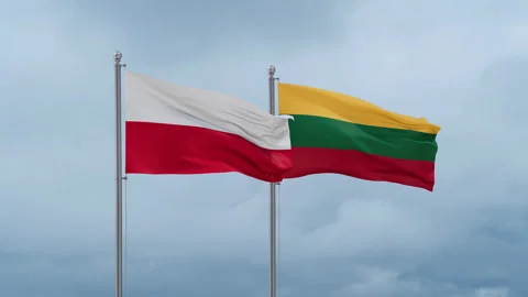 Lithuania and Poland flag Stock Footage 252429528