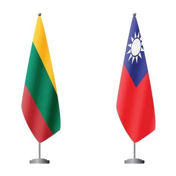 Lithuania and Taiwan flags on flagpoles for official ceremonies and meetings Stock Illustration