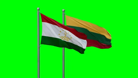 Lithuania and Tajikistan two flags Video stock 295109593