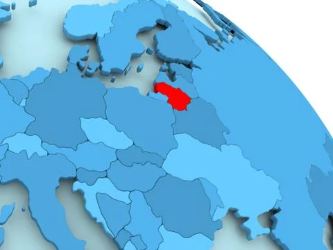 Lithuania on blue globe Illustrazione stock