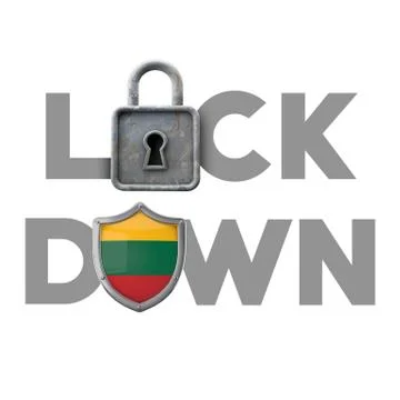 Lithuania country lockdown concept during global crisis. 3D Render Иллюстрация