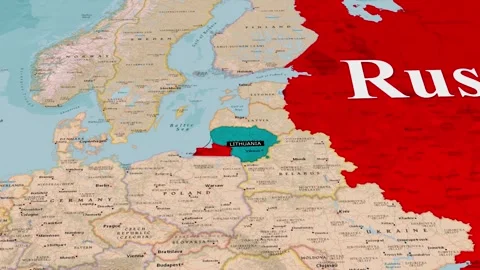 Lithuania Country Map Baltic Sea Near Russia Animation Stock Footage 344815560