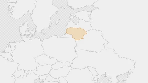 Lithuania country map on the world map. Stock Footage 289837082