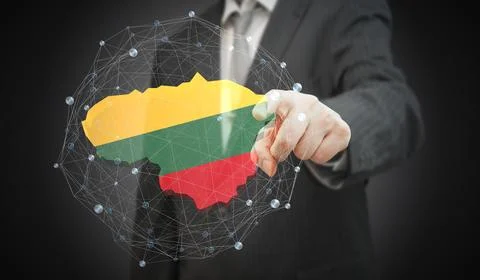 Lithuania - country shape and flag - 3D illustration Stockillustratie