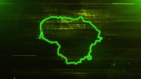 Lithuania Digital Futuristic Glitch Map Stock Footage 333604646
