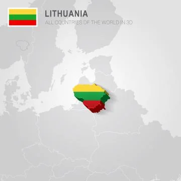 Lithuania drawn on gray map. Stock Illustration