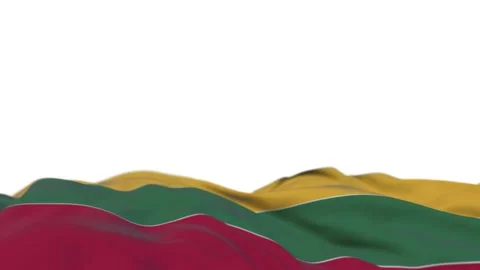 Lithuania fabric flag waving on the wind loop. Lithuanian embroidery stiched  库存影片 194424815