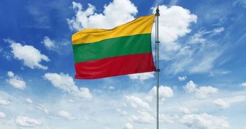 Lithuania flag animation, alpha channel Stock Footage 79312733
