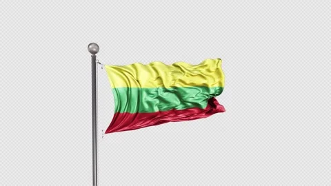 Lithuania Flag  Animation Loop Include Alpha 3D Rendering Video stock 283061992