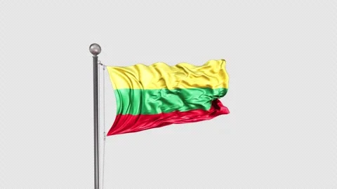 Lithuania Flag  Animation Loop Include Alpha 3D Rendering Stock-Footage 312077510