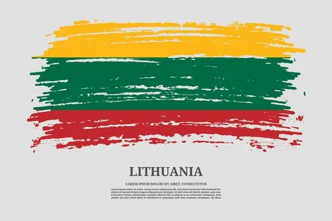 Lithuania flag with brush stroke effect and information text poster, vector Illustrazione stock