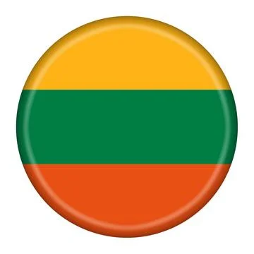 Lithuania flag button 3d illustration with clipping path Illustrazione stock