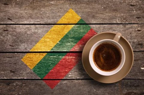 Lithuania flag with coffee Stock Photos