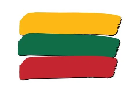 Lithuania Flag with colored hand drawn lines in Vector Format Stock Illustration