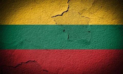 Lithuania flag on cracked wall Stock Photos