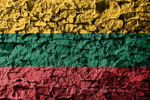 Lithuania flag depicted on a stone wall. Stock Illustration