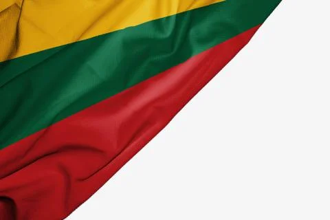 Lithuania flag of fabric with copyspace for your text on white background. Stock Illustration