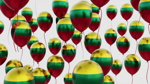 Lithuania Flag On The Flying Balloons Stock Footage 314664801