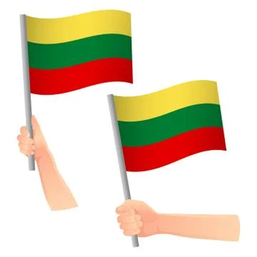 Lithuania flag in hand icon Stock Illustration