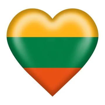 Lithuania flag heart button with clipping path Stock Illustration