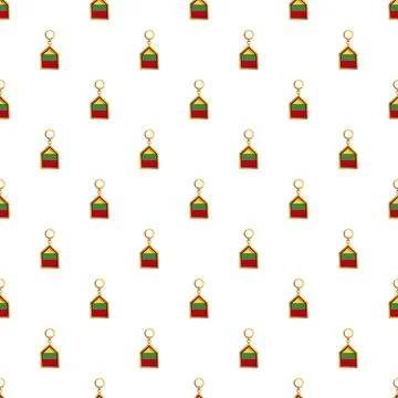 Lithuania flag keychain pattern repeating on white background Stock Illustration
