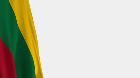 Lithuania Flag on Left Side, Waving National Symbol with Copy Space Stock-Footage 336712359