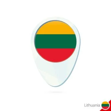 Lithuania flag location map pin icon on white background. Stock Illustration