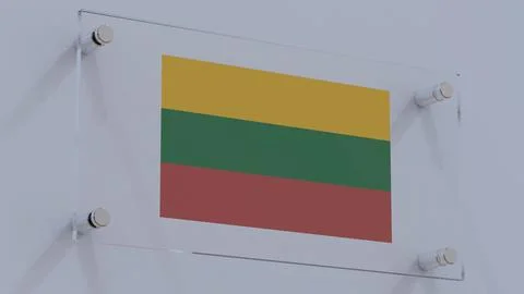 Lithuania Flag Logo Displayed on Architectural Feature Wall Stock Photos