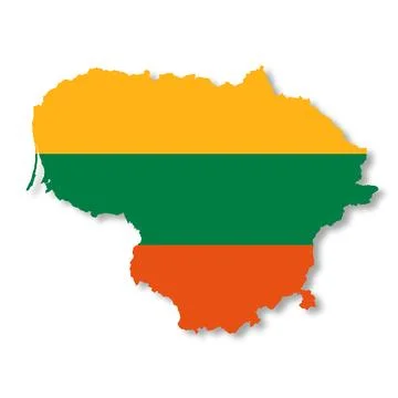 Lithuania flag map on white background with clipping path 3d illustration Stock Illustration