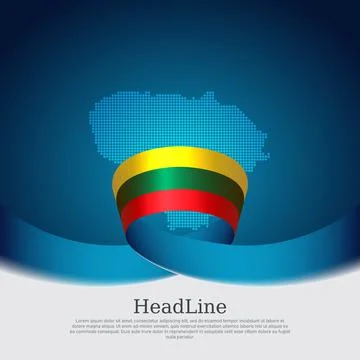 Lithuania flag, mosaic map on blue white background. Vector banner design Stock Illustration