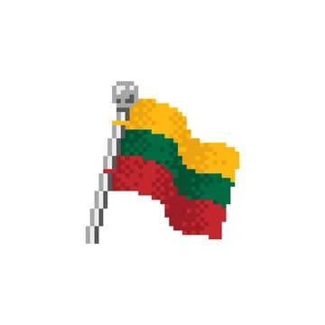 Lithuania Flag in Pixel Art 库存插图