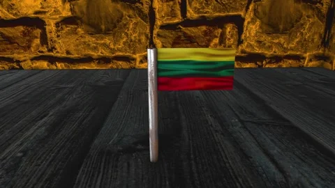 Lithuania Flag Post - Dolly Shot Stock Footage 270895275