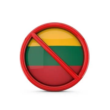 Lithuania flag prohibited no entry symbol. 3D Rendering Illustrazione stock