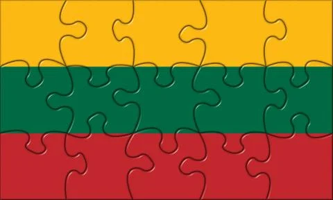 Lithuania Flag Puzzle Pieces Stock Illustration