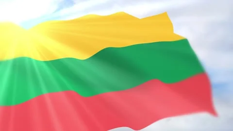 Lithuania Flag Seamless Loop 4k 60fps on Sky Background Stock Footage 340617304