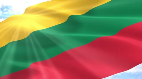 Lithuania Flag Seamless Loop 4k 60fps on Sky Background Stock Footage 341564122