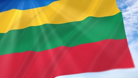 Lithuania Flag Seamless Loop 4k 60fps on Sky Background Stock Footage 341674991