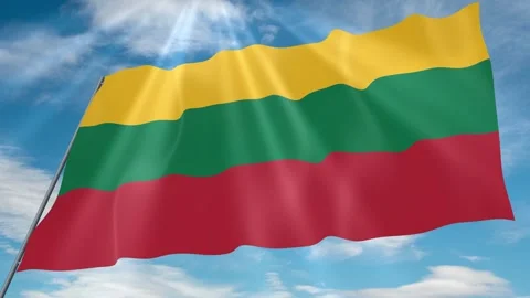 Lithuania Flag Seamless Loop 4k 60fps on Sky Background Stock Footage 341759881