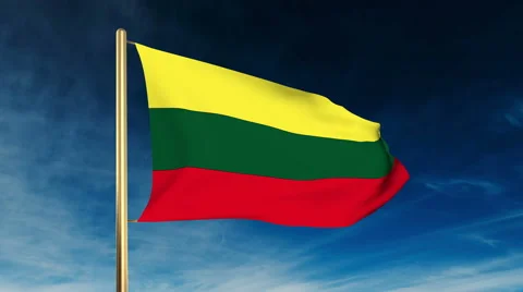 Lithuania flag slider style. Waving in the win with cloud background animation Stock Footage 48323223