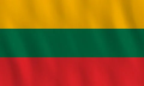 Lithuania flag with waving effect, official proportion. Stock Illustration