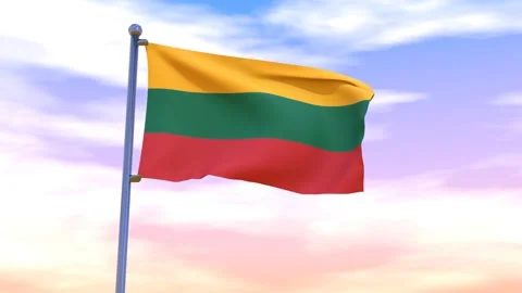 Lithuania Flag waving in the high wind Stock Footage 154555651
